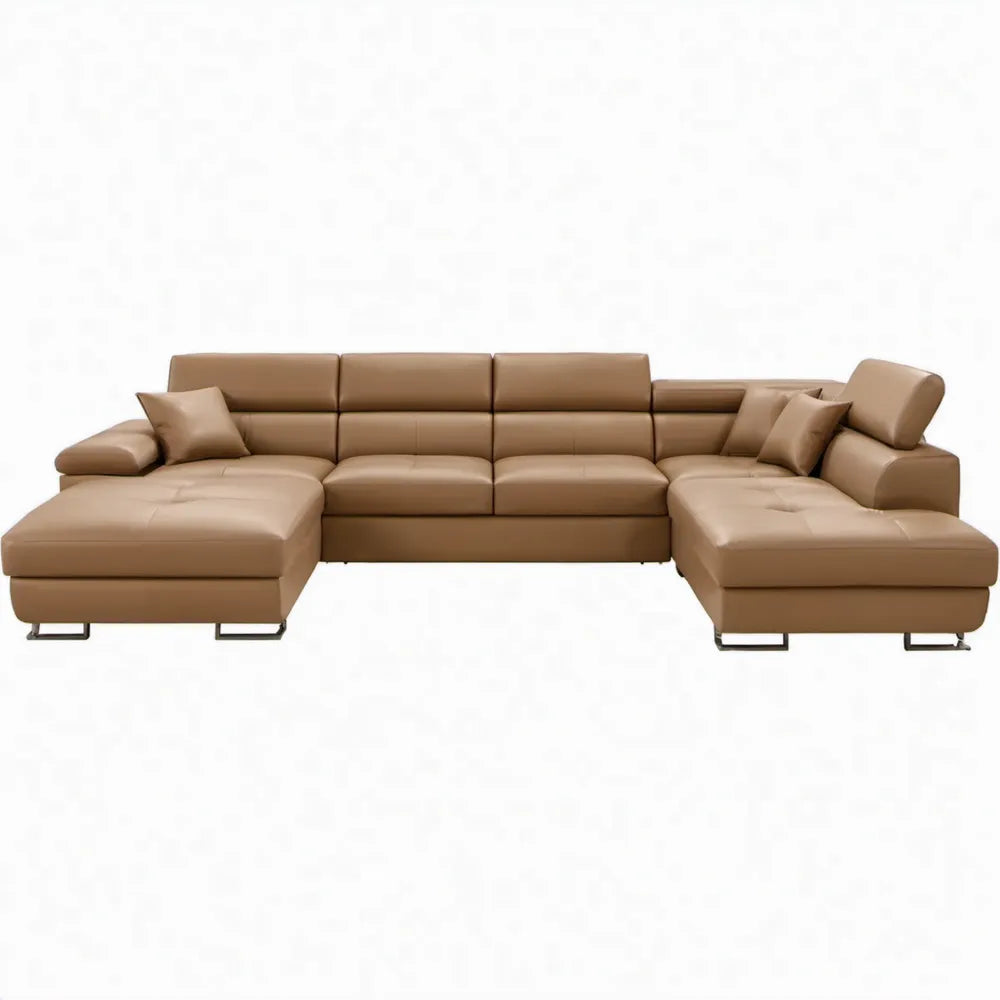 U-vormige hoekbank 5-zits 330 x 170 x 88 cm Taupe PU-kunstleer