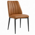 Gestoffeerde stoel met rugleuning 46 x 57 x 86 cm cognacbruin PU-kunstleer met zwart stalen frame