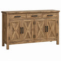 Bruin massief grenenhouten dressoir met 4 deuren en 3 lades, 160 x 45 x 90 cm