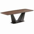 Eettafel 200 x 100 x 75 cm met walnootkleurig MDF-blad en zwart stalen V-onderstel