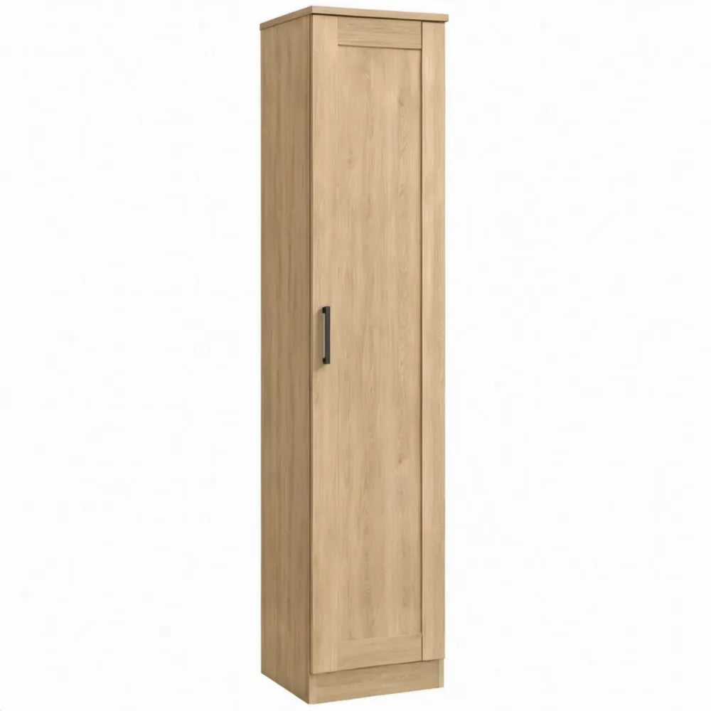 Hoge opbergkast met 1 deur, naturel eikenhout/zwart, 60 x 40 x 190 cm