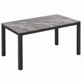 Rechthoekige eettafel 120 x 70 x 75 cm met grijs marmerlook MDF-blad en zwart stalen frame