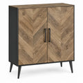 Industriële opbergkast met 2 deuren, visgraatpatroon, 80 x 40 x 100 cm, bruin eikenlook en zwart
