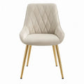 Eetkamerstoel met armleuningen 58 x 62 x 85 cm crème fluweel goudkleurig staal