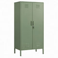 Groene metalen lockerkast met 2 deuren en cilinderslot, 80 x 40 x 180 cm