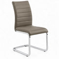 Eetkamerstoel zonder armleuningen 43 x 59 x 101 cm Taupe kunstleer met chroomkleurig sledeframe