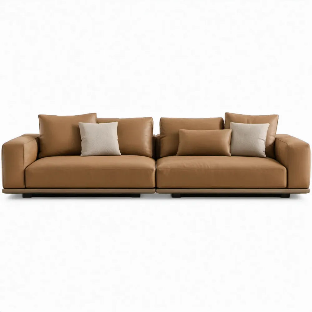 4-zits rechte bank 300 x 105 x 85 cm van cognackleurig PU-kunstleer