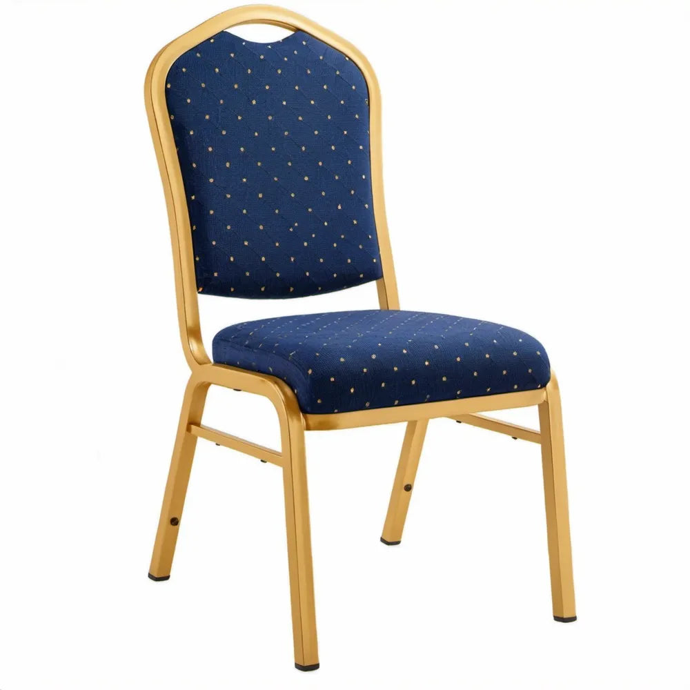 Eetkamerstoel 45 x 52 x 92 cm Donkerblauw/Goudkleurig met stalen frame en polyester bekleding