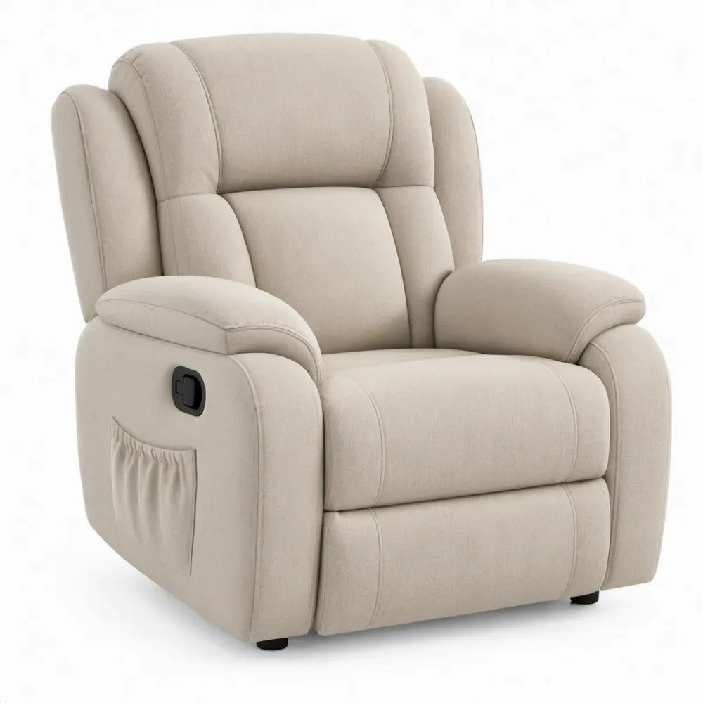 Beige handmatig verstelbare fauteuil met voetensteun, 91 x 96 x 102 cm
