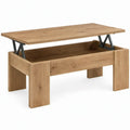 Naturel eikenfineer tafel met opklapbaar blad en opbergruimte, 120 x 75 x 50-75 cm